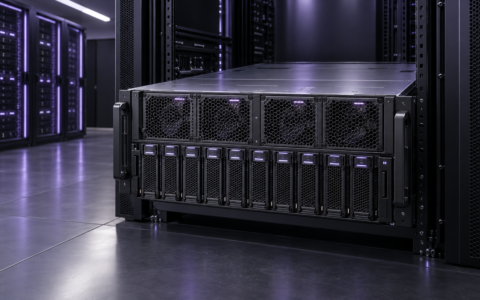 Minh họa máy chủ GPU trong phòng máy riêng